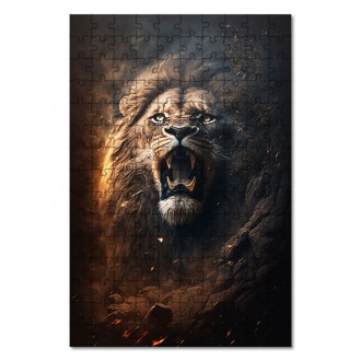 Dřevěné puzzle Krajina lvů
