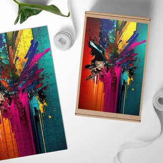 Dřevěné puzzle Moderní umění - tekuté barvy