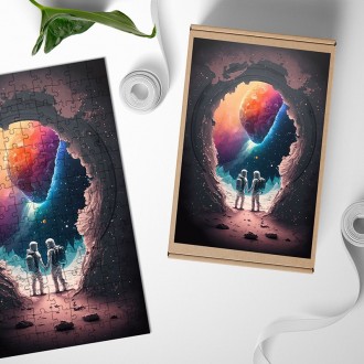 Dřevěné puzzle Společně ve vesmíru