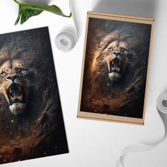 Dřevěné puzzle Krajina lvů