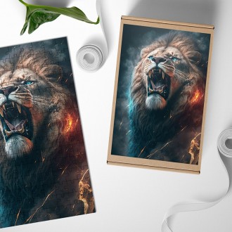 Dřevěné puzzle Řev lva