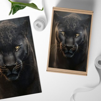 Dřevěné puzzle Černý panter na lovu