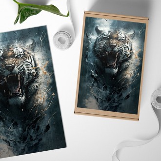 Dřevěné puzzle Bílý tygr