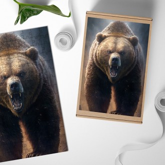 Dřevěné puzzle Velký grizzly