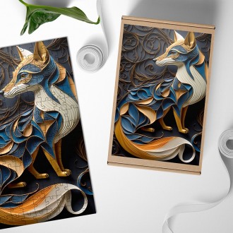 Dřevěné puzzle Papírová liška