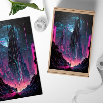 Dřevěné puzzle Fantastické město budoucnosti