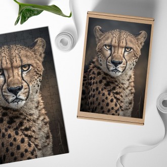 Dřevěné puzzle Samec geparda