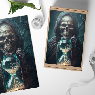 Dřevěné puzzle Smrtka a čas