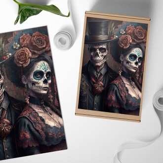 Dřevěné puzzle Día de Muertos 2