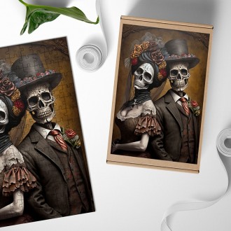 Dřevěné puzzle Živá - mrtvý