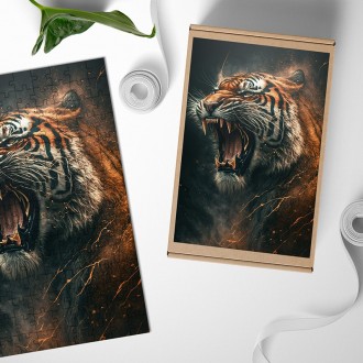 Dřevěné puzzle Řev tygra