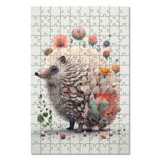 Dřevěné puzzle Květinový ježek