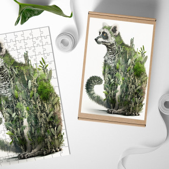 Dřevěné puzzle Přírodní lemur