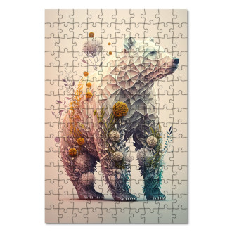 Dřevěné puzzle Květinový medvěd