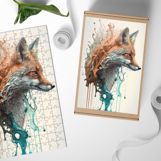 Dřevěné puzzle Graffiti liška