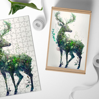 Dřevěné puzzle Přírodní jelen