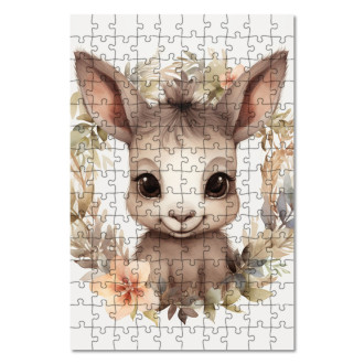 Dřevěné puzzle Mládě osla v květinách