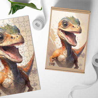 Dřevěné puzzle Akvarelový dinosaur