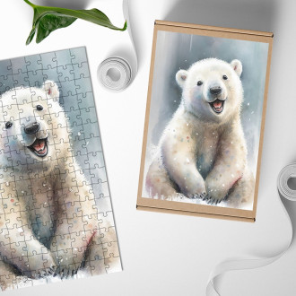 Dřevěné puzzle Akvarelový lední medvěd