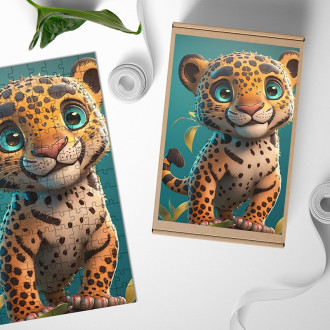 Dřevěné puzzle Roztomilý leopard