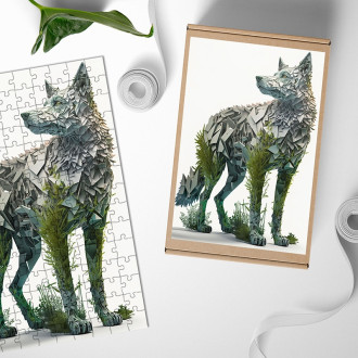 Dřevěné puzzle Přírodní vlk