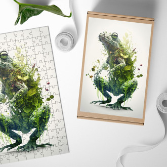 Dřevěné puzzle Přírodní žába