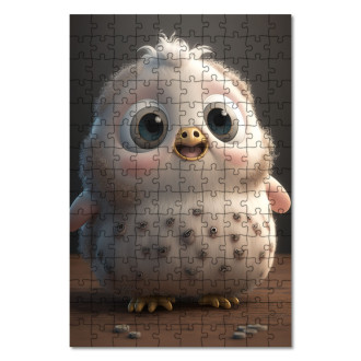 Dřevěné puzzle Animovaná bílá sova