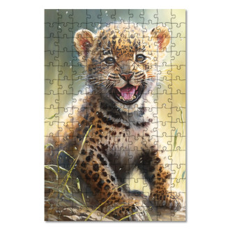 Dřevěné puzzle Akvarelový leopard
