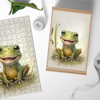 Dřevěné puzzle Akvarelová žaba