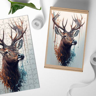 Dřevěné puzzle Graffiti jelen