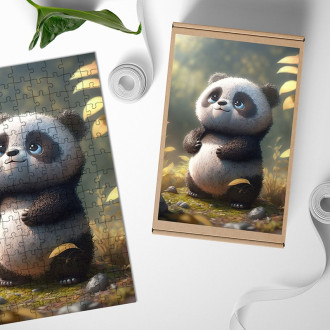 Dřevěné puzzle Roztomilé panda