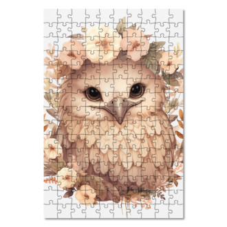 Dřevěné puzzle Mládě orla v květinách