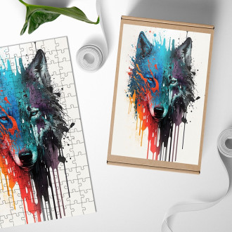 Dřevěné puzzle Graffiti vlk
