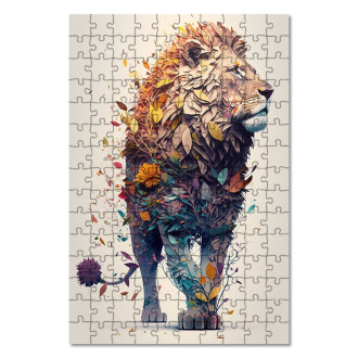 Dřevěné puzzle Květinový lev