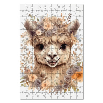 Dřevěné puzzle Mládě velblouda v květinách
