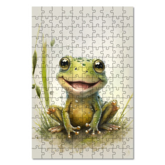 Dřevěné puzzle Akvarelová žaba