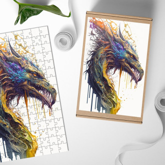 Dřevěné puzzle Graffiti drak