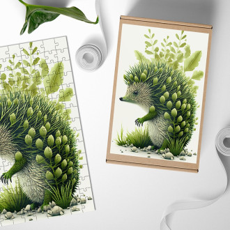 Dřevěné puzzle Přírodní ježek