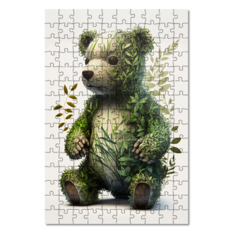 Dřevěné puzzle Přírodní medvídek