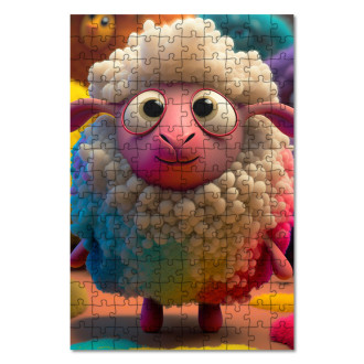 Dřevěné puzzle Roztomilá ovečka