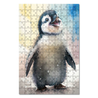 Dřevěné puzzle Akvarelový tučňák