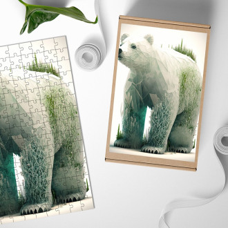 Dřevěné puzzle Přírodní lední medvěd
