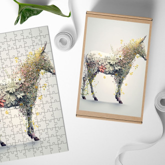 Dřevěné puzzle Květinový kůň
