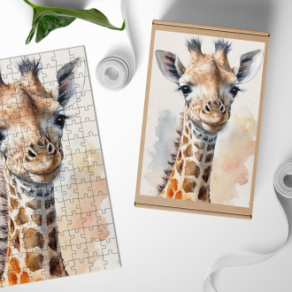 Dřevěné puzzle Akvarelová žirafa