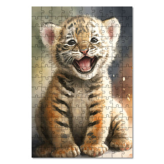 Dřevěné puzzle Akvarelový tygr