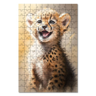 Dřevěné puzzle Akvarelový gepard