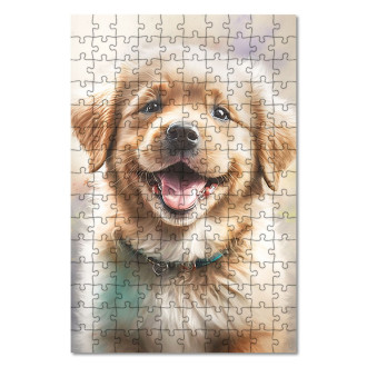 Dřevěné puzzle Akvarelový pes