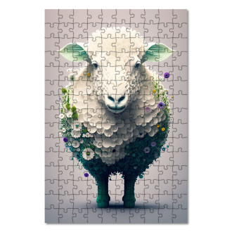 Dřevěné puzzle Květinová ovce