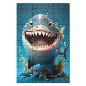 Dřevěné puzzle Animovaný žralok