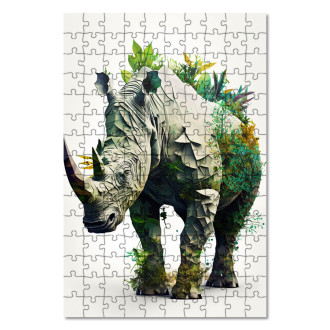 Dřevěné puzzle Přírodní nosorožec